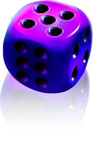 Casino dice illustration – crypto gambling platform promotion for Web3 gaming